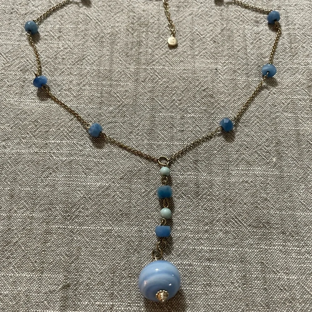 LC Lauren Conrad Blue Beaded Necklace with Pendant